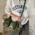 thumbnail image 4 of Bolso de hombro de gran capacidad para mujer, estilo retro verde, suave, de PU, con múltiples bolsillos, tipo bandolera, 4 of 6