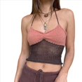 thumbnail image 3 of Tops de Crochet con Cuello Halter para Mujer, Camisetas Sin Mangas de Punto, Camisola Corta de Verano Y2K, Chaleco. Rosa L, 3 of 8