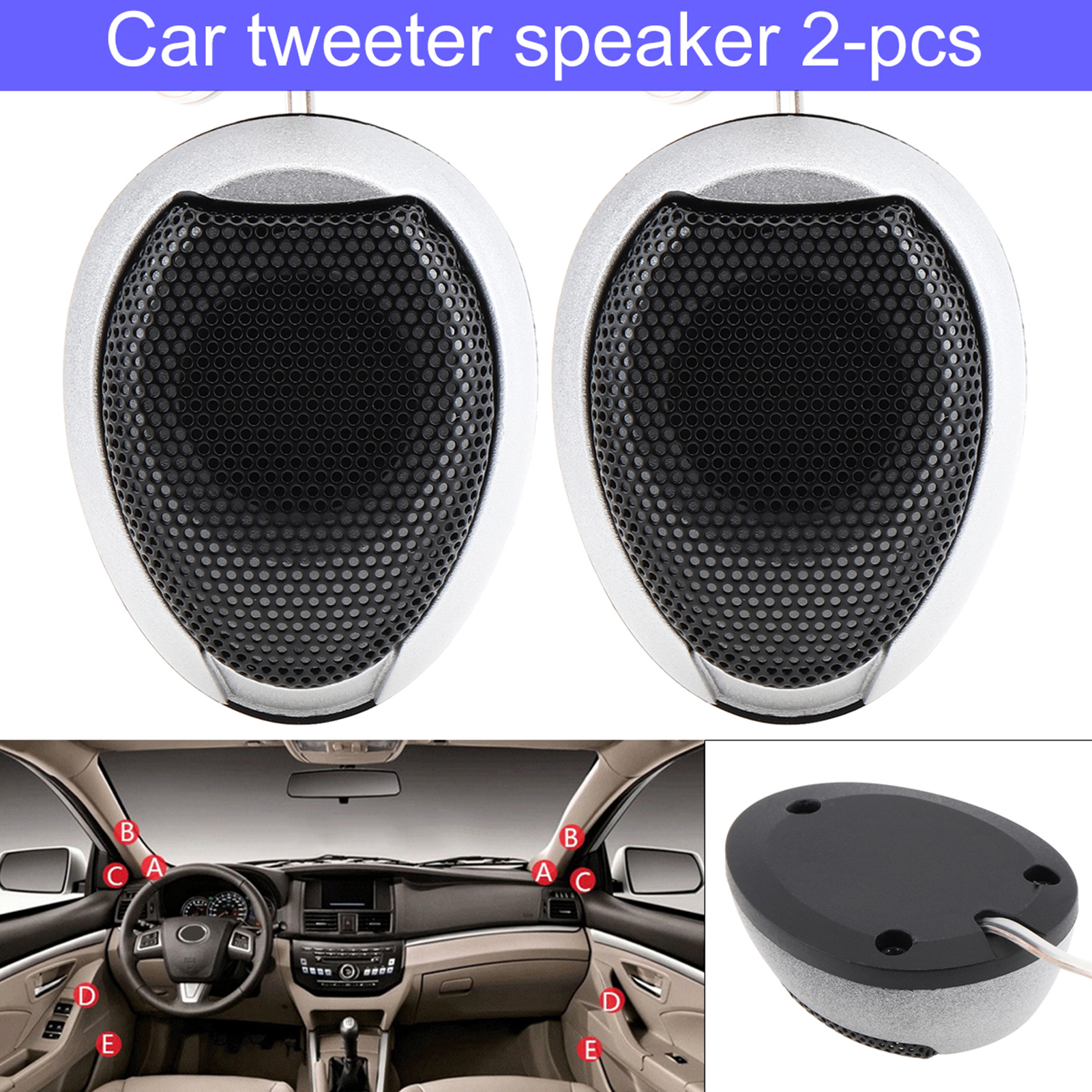 Dcenta Universal 2pcs 1000W High Efficiency Mini Dome Tweeter Speakers for Car Audio System - image 2 of 7