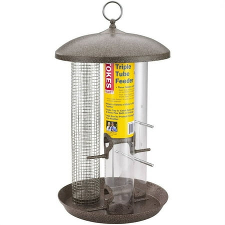 Stokes Select Triple Tube Bird Feeder with 8 Perches, Brushed Copper, 1.4 lb Capacity