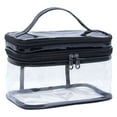 thumbnail image 1 of 1 bolsa de maquillaje de doble capa, con entramado, portátil, multifuncional, para almacenamiento, lavado y maquillaje., 1 of 5