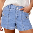 thumbnail image 3 of Women's High Waisted Denim Shorts 2026 Casual Summer Hot Short Jeans with Slanted Pocket Trendy Y2k Shorts Womens Jeans Blue M, 3 of 6