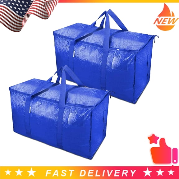 2 Pack Heavy-Duty Extra Large Storage Bags - Secure Zipper Top, Comfort Handles for Moving, College, Apartment