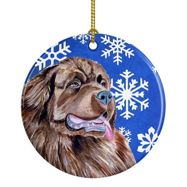 Carolines Treasures LH9264-CO1 Newfoundland Winter Snowflake Holiday Ceramic Ornament, Multicolor