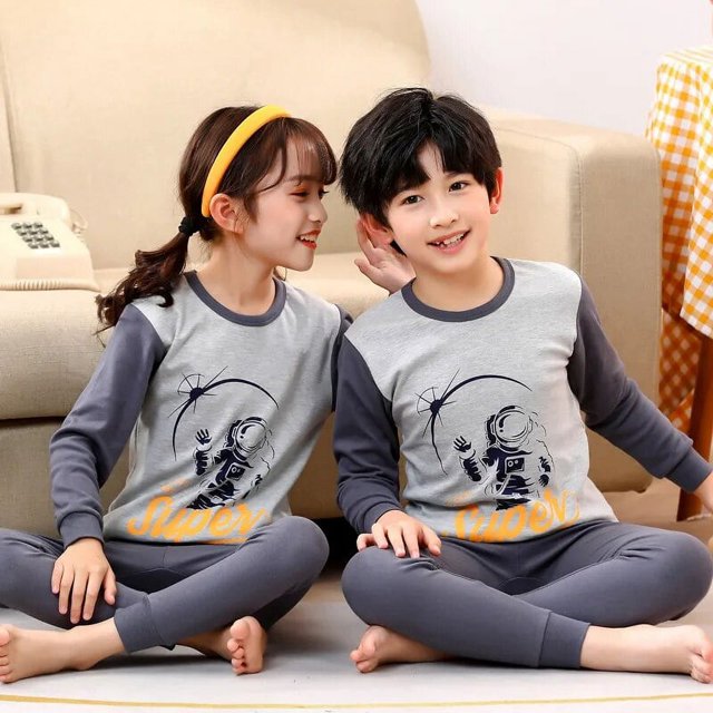 Pijamas de manga larga para bebés, ropa de dormir para niños, conjuntos de pijamas de algodón para niños de 6, 8, 10, 12 y 14 años, otoño