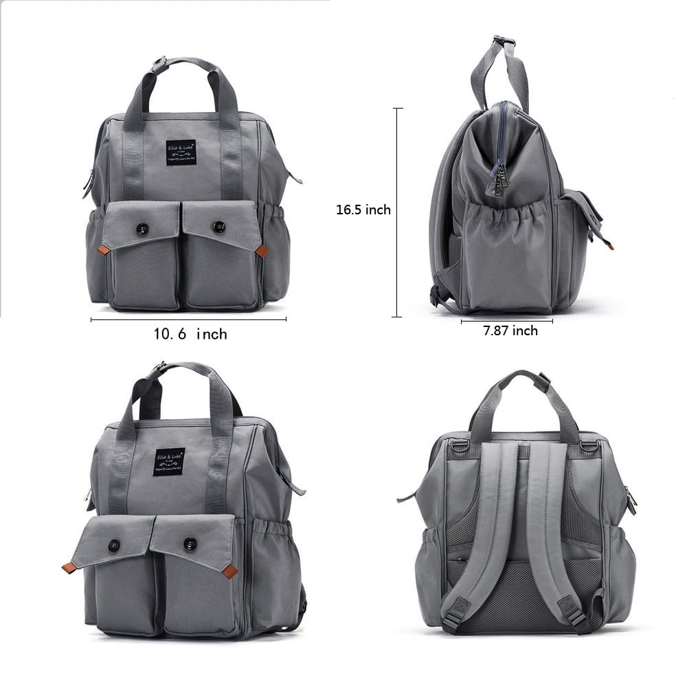Diaper Bag Backpack with Changing Pad, Insulated Pocket Large Capacity Stroller Organizer Bag Gray