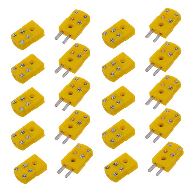 20X Juego de Conector Enchufe Clavija Termopares de Tipo K Cascara de Plastico Amarillo