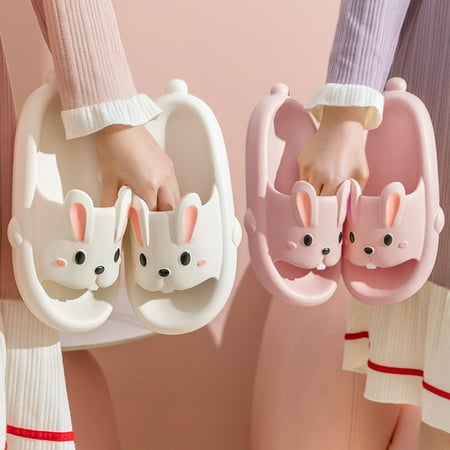 

ruhuadgb 1 Pair Indoor Slippers Cartoon Rabbit Shape Non-slip Open Toe Soft Sole Daily Wear Shock Absorption Women Summer EVA Sandals Home Supplies