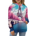 thumbnail image 4 of Eiffel Tower in Pink Trees-1 3D Print Hoodie Men Women Autumn Thin Pullover Sweatshirt Vintage Streetwear Tops, 4 of 6