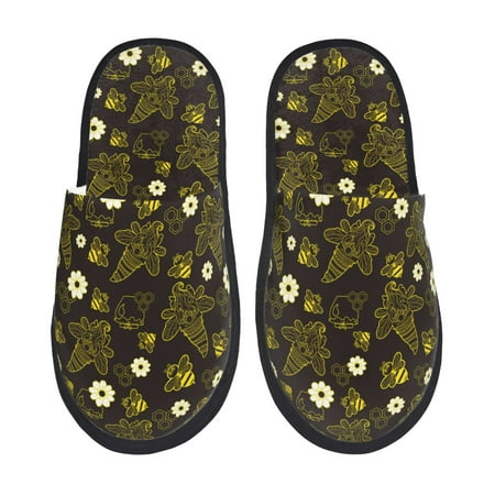 Balery Gnomes With Honey And Bees Slient Indoor Furry Fleece Comfort House Shoes Soft Non-Slip Home Shoes Cotton slippers House Slippers-- Large
