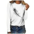thumbnail image 1 of PVCS Hauts pour Femmes Col Rond Imprimé Manches Longues Décontracté Blouse Ample T-shirt Hauts, 1 of 5