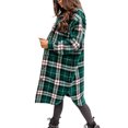 thumbnail image 3 of Chaqueta de cuadros de las mujeres de manga larga de la solapa con botones Camisas mezcla de lana Abrigo Casual Tops Outwear(Verde-XXL) Nituyy abrigo, 3 of 6