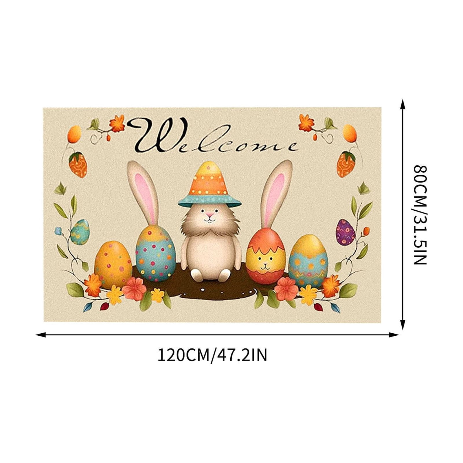 Antqov Easter Door Mat 28x43" Soft Easter Welcome Doormat Outdoor Colorful Easter Eggs Bunny Front Door Mat Funny Easter Doormat for Home Bathroom Decorations
