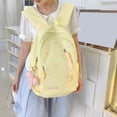 thumbnail image 5 of Nylon School Backpack, Lightweight Backpack with Bow Pendant, Spacious Trendy Backpack for Travel College, Green, 5 of 10