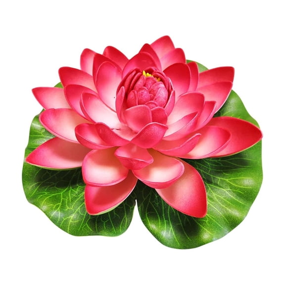 DAMAI Artificial Lily Pads for Ponds Floating Foam Lotus Flower with Water Lily Pad Leaves Realistic Floating Pool Flowers Lifelike Fake Pond Plant Home Garden Decoration (Red)