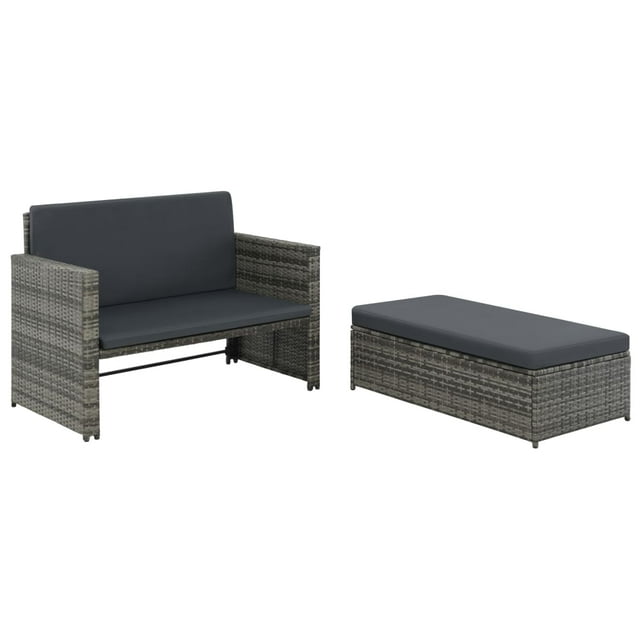 vidaXL Ensemble de Salon de Jardin 2 Pcs avec Coussins en Rotin Gris