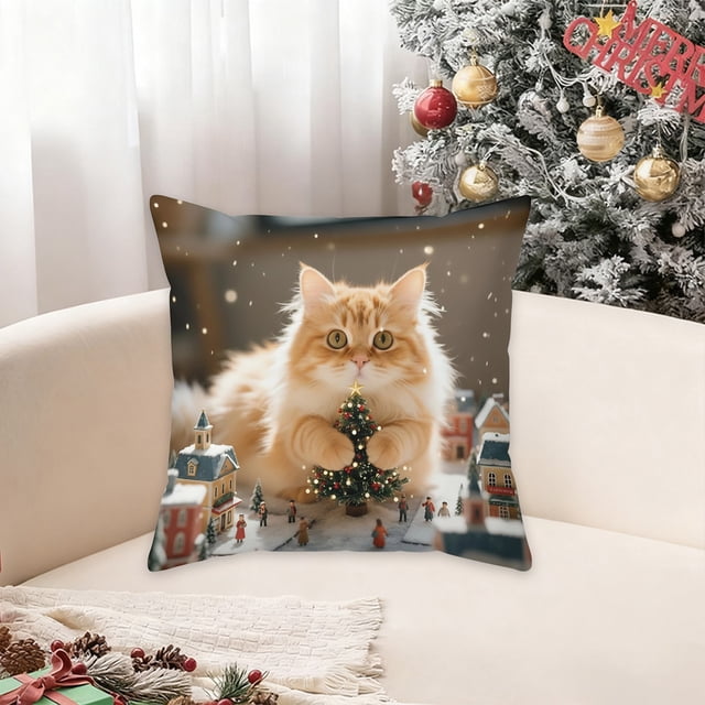 Funda de almohada festiva | Funda de cojín navideña para sofá y cama | Funda decorativa para cojín | Tamaño estándar de 45 x 45 cm
