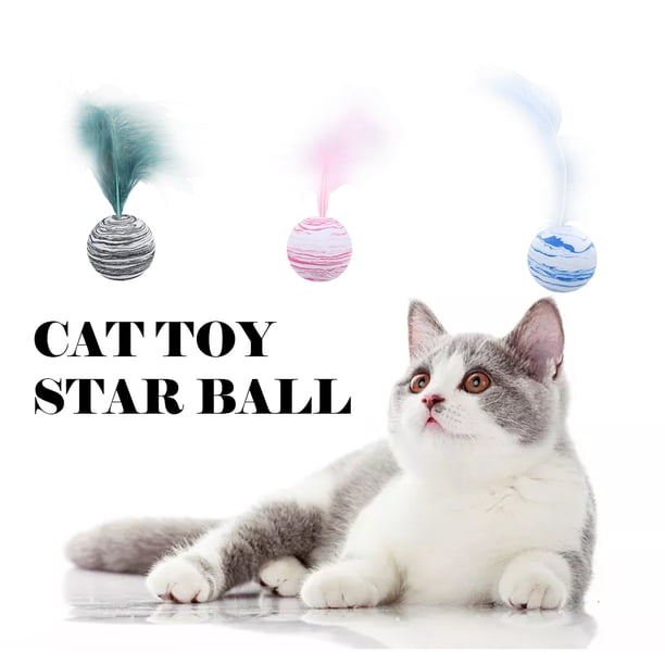 Muyoka Juguete para gatos Bola de estrella Lanzar divertido Juguete de peluche interactivo Suministros de palo Masticar Garra Juguete Suministros para mascotas Muyoka Hogar