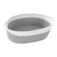 thumbnail image 2 of Cesta tejida con asa, cesta multiusos de cuerda de algodón, regalo decorativo para bebé blanco gris, 2 of 9