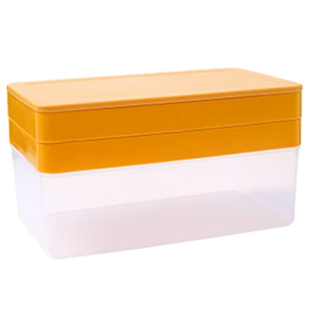 

Household Ice Tray Stencils with Lid Multifunctional Large Capacity Ice Box Orange Double-deck