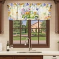 thumbnail image 6 of Spring Truck Flowers Curtain Valances for Windows, Kitchen Valance Window Treatments Panel 2 Pack, Watercolor Floral Butterflies Yellow Rod Pocket Short Curtains for Bathroom Bedroom 42 x 18 Inch, 6 of 8