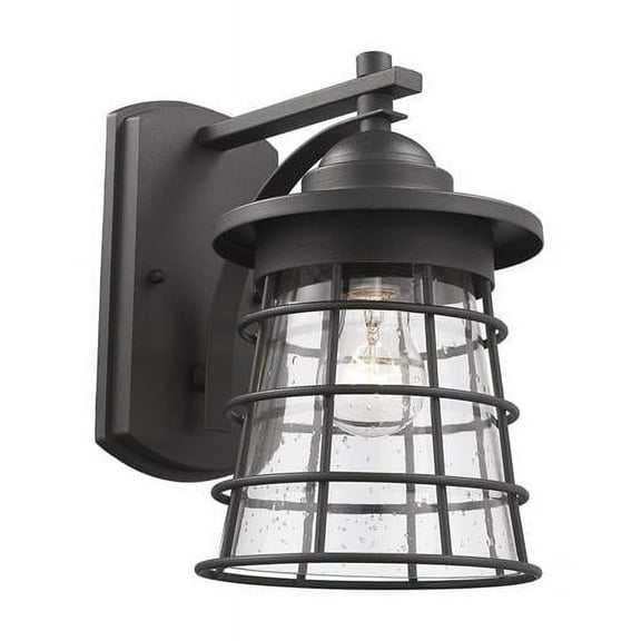 Lighting DAMON Transitional 1 Light Textured Black Outdoor Wall Sconce 11" Tall