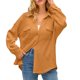 thumbnail image 1 of Camisa con bolsillos de color liso para mujer: top de punto holgado de manga larga, poliéster, versátil para primavera/otoño, tallas US 4-12, EU 34-42, 1 of 7