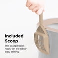 thumbnail image 4 of IRIS USA Large Stylish Round Top Entry Cat Litter Box with Scoop, Curved Kitty Litter Pan with Litter Particle Catching Grooved Cover and Privacy Walls, White/Beige, 4 of 9