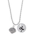 thumbnail image 1 of Delight Jewelry Silvertone Large Angled Rope Spinner Silvertone Script Initial Disc - X - Charm Necklace, 20"+3", 1 of 1