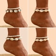 thumbnail image 2 of Tobillera con cuentas de arroz de estilo bohemio europeo y americano, conjunto de dos piezas, adornos anudados para pies de concha natural, 2 of 5