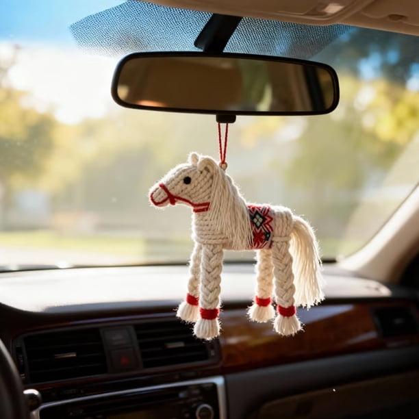 Adornos de caballo tejidos a mano con caballo de fuego. Adorno de caballo de fuego hecho a mano con cuerda para bolso, llavero, decoración de escritorio, decoraciones navideñas, decoración colgante, d