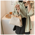 thumbnail image 3 of Women's Straw Beach Pearl Chain Woven Shoulder Bag, 3 of 6