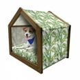 thumbnail image 1 of Jungle Pet House, Bamboo Palm Plants Jungle Colored Exotic Leaf Foliage Tropical Forest Theme, Outdoor & Indoor Portable Dog Kennel with Pillow and Cover, 5 Sizes, Lime and Fern Green, by Ambesonne, 1 of 5