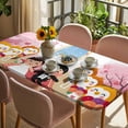 thumbnail image 3 of Japanese Wedding Table Cloths for 4 Foot Rectangle Tables, Cute Owls Pink Cherry Blossoms Patio Waterproof Elastic Fitted Tablecloths, Washable Rectangular Table Cover for Camping, 3 of 8