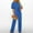 Blue, variant on Women's One Piece Jumpsuits 2025 Fall Winter Solid Color Short Sleeved Round Neck Loose Jumpsuit With Belt Army Green XXL