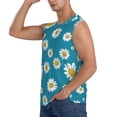 thumbnail image 3 of Lsque Daisies Flowers Print Men's Cotton Blend Sleeveless Muscle Shirts (S-3XL)- Moisture Wicking, Odor Protection, UPF 30+,X-Large, 3 of 8
