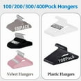 thumbnail image 2 of SONGMY 300Pack Grey Velvet Hangers, Non-Slip Flocked Clothes Hangers 360掳, Space Saving Wardrobe Hangers, 2 of 10