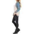 thumbnail image 5 of QAFOPEH Women Crew Neck Raglan Sleeve Stripes Patchwork Color Block Top, 5 of 7