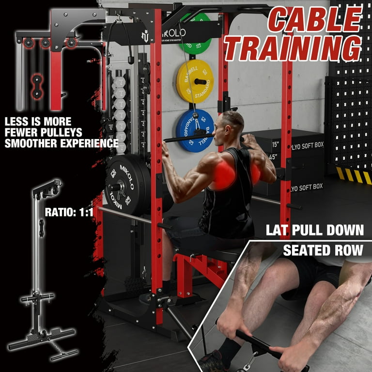 Mikolo Power Rack Cage with LAT Pulldown System 1200LBS Capacity