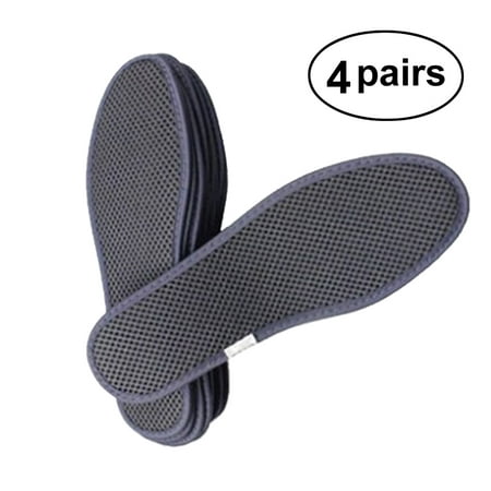 

4 Pairs of Bamboo Charcoal Deodorant Mesh Insoles Sweat-absorbent Shoe Inserts for Men Women - Size 45(Grey)