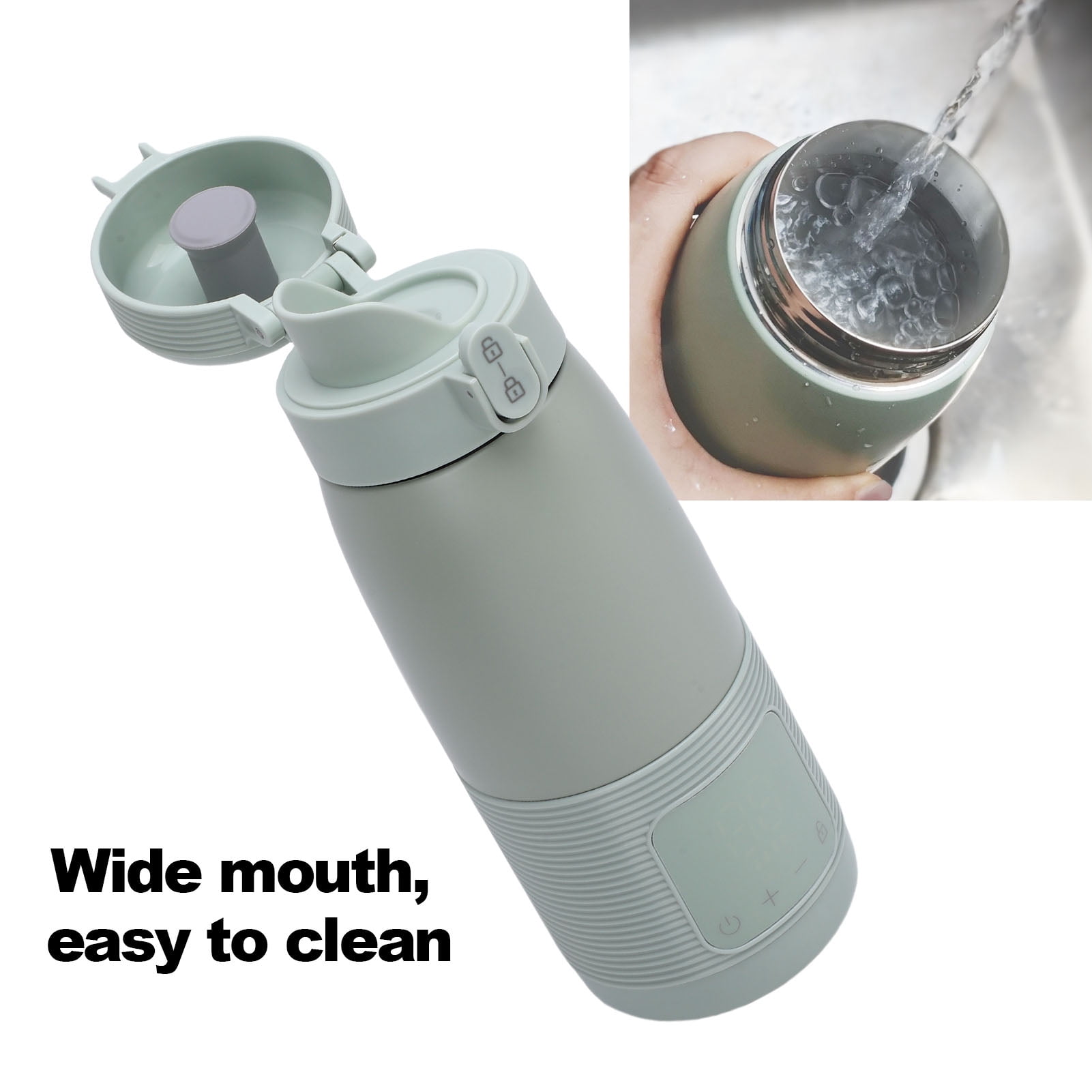 Nieyigj Cordless Portable Baby Bottle Warmer Battery Operated Travel Milk Warmer with 37℃-55℃ Temp Control Light Green 350mL 11.83oz 4400mah Vehicle Car Journey Formula Breastmilk