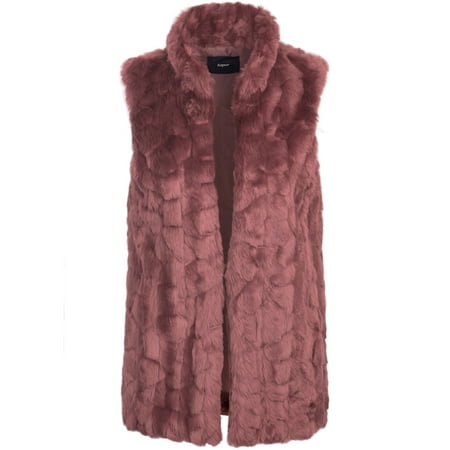 KOGMO Womens Classic Soft Faux Fur Lightweight Vest with Collar