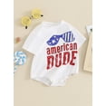 thumbnail image 2 of 4th of July Baby Boy Girl Outfit Newborn Infant Bubble Romper Short Sleeve Fourth Of July American Flag Summer Bodysuit, 2 of 7