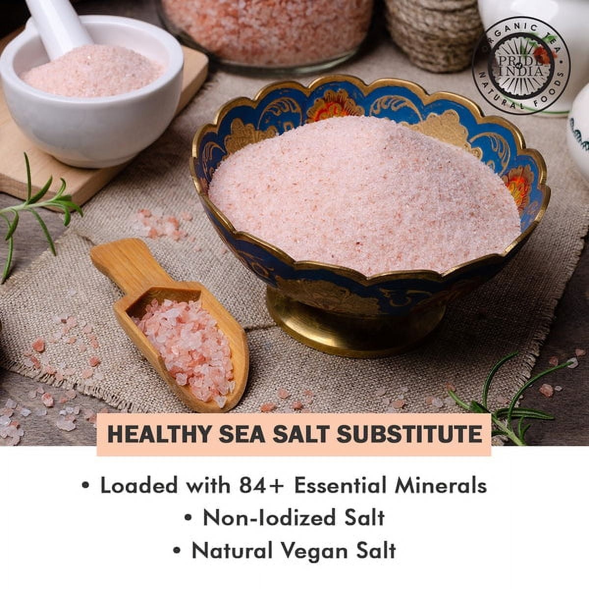 Pride of India - Pack of 6 - Himalayan Pink Salt, Coarse 4-5mm, 2.2 lb Jar, Ideal for Salt Grinders, Cooking & Bath , Gluten-Free