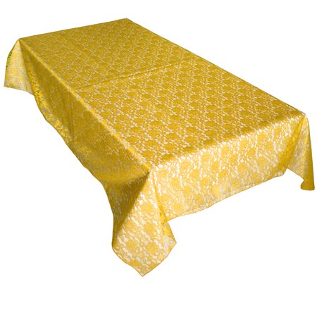 

Sheer Lace Tablecloth Overlay Wedding and Party Decoration Marigold Yellow