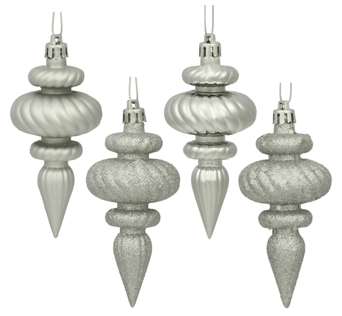 8ct Silver Splendor 4Finish Regal Shatterproof Finial Christmas