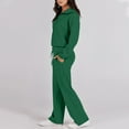 thumbnail image 3 of Mohiass Women's 2 Piece Lounge Sets Long Sleeve Half Zip Sweatshirts Wide Leg Drawstring Elastic Waist Pants Casual Tracksuit Dark Green S, 3 of 6