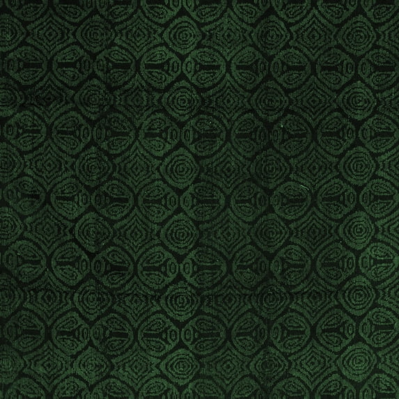 Ahgly Company Indoor Square Abstract Emerald Green Modern Area Rugs, 3' Square