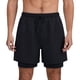 thumbnail image 1 of Ceisia Men's Fake Two Piece Double Layer Quick Dry Breathable Sports Fitness Shorts Cropped Training Pants Black Size-L Gifts, 1 of 6