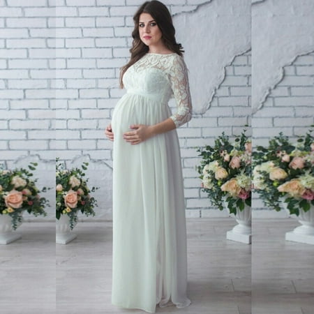 dress maternity pregnant dresses maxi sleeve lace burgundy gown shoot baby shower